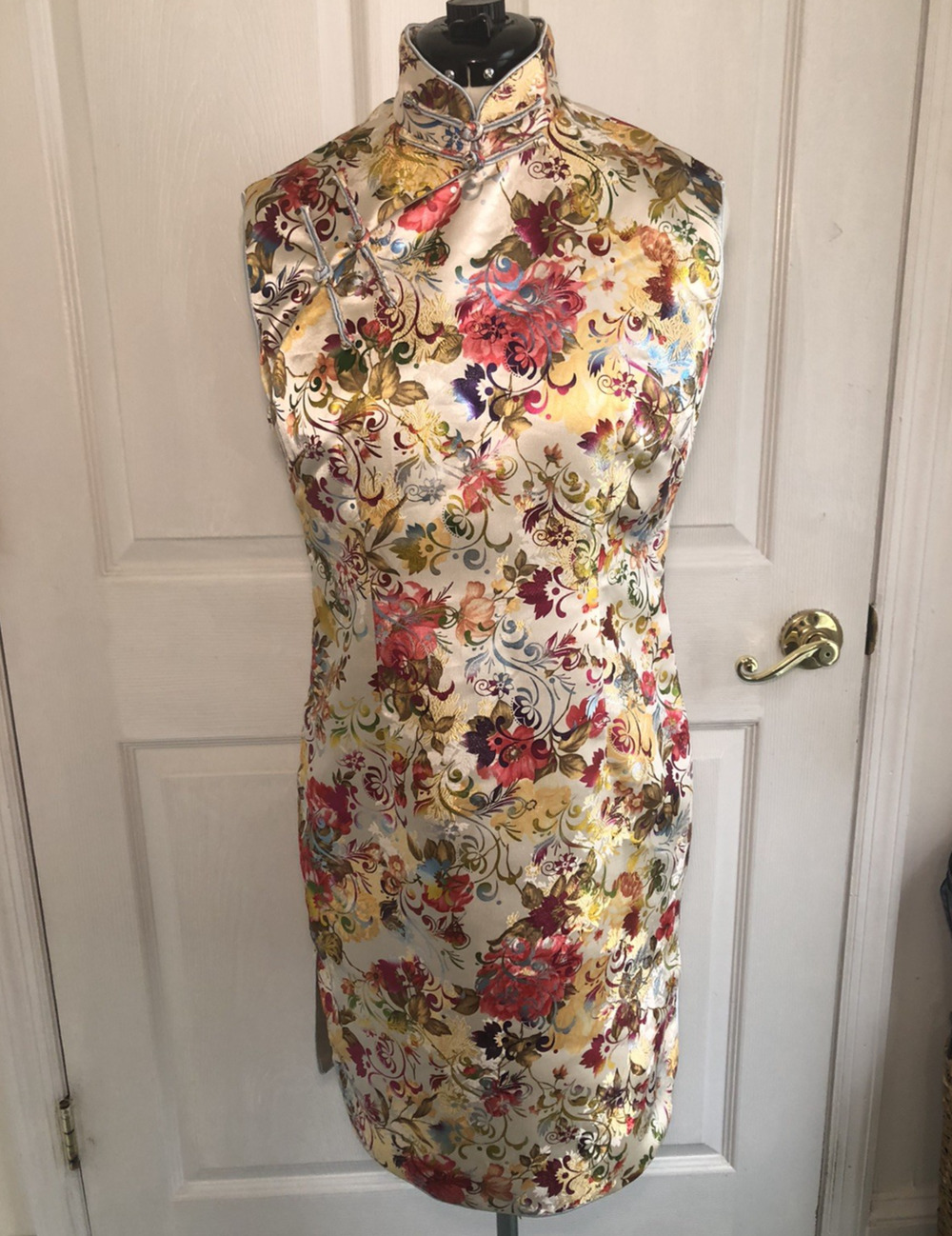 Vtg 90s Y2K Cheongsam Dress sz SM Asiancore Maximalist whimsigoth china chic